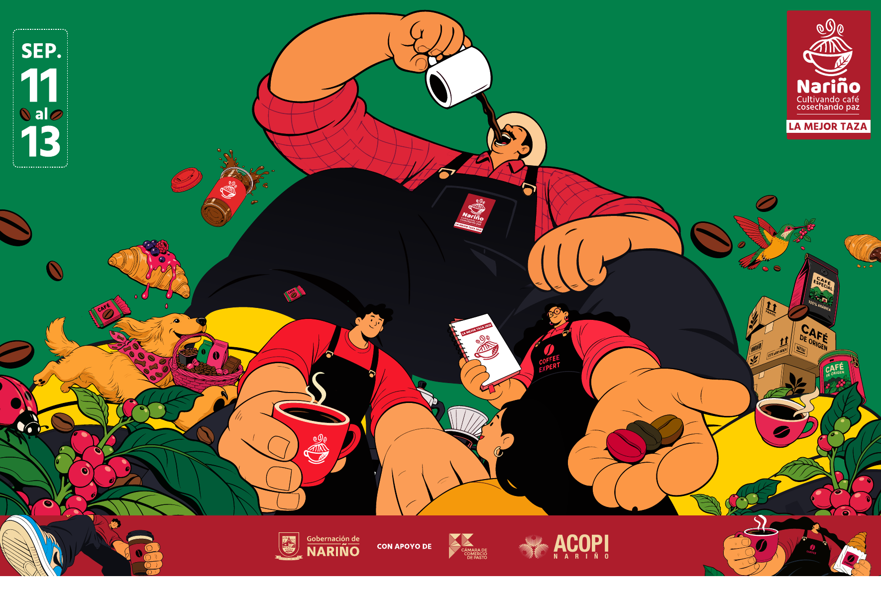 La Mejor Taza Nariño 2026 — 11 al 13 de septiembre. Con el apoyo de la Gobernación de Nariño, la Cámara de Comercio de Pasto y ACOPI Nariño.